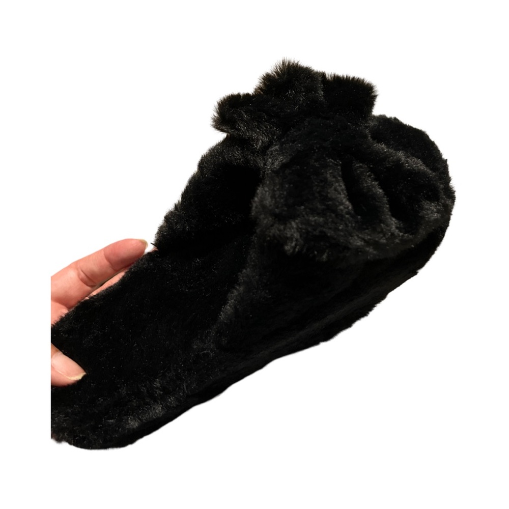 Mata fur slides shoes slippers (Trendetters-2) Black